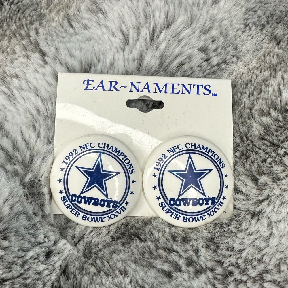 Vintage 1992 Dallas Cowboys NFL Super Bowl XXVII 27 Womens Jewelry Earrings